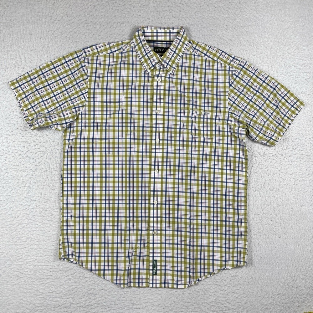 Orvis Shirt Mens Large Green Plaid Heritage Outdoors Fishing Hiking Camp Travel